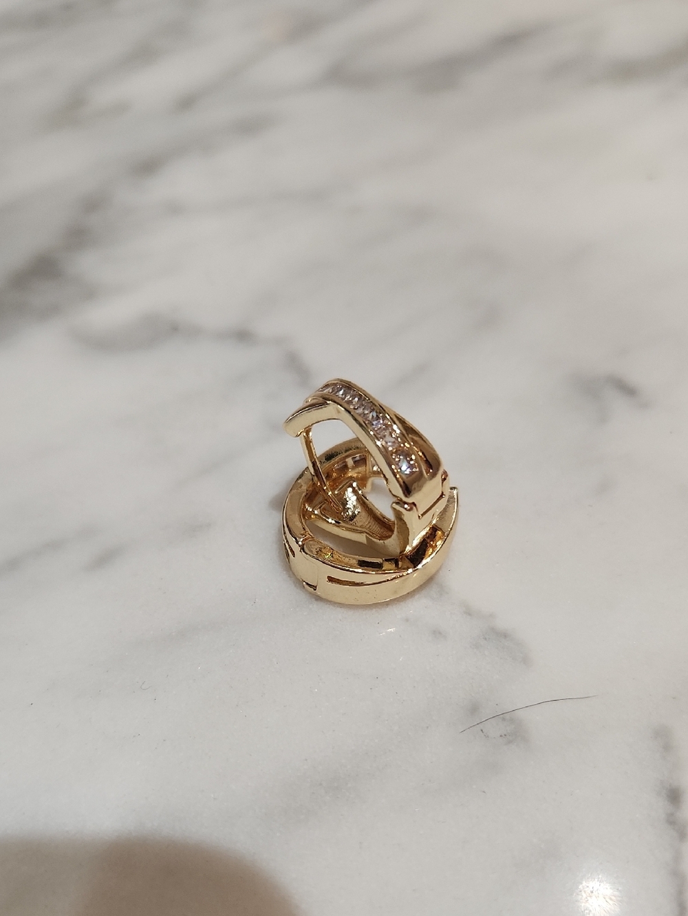 Gold Crystal Accent Hoop Huggies Earrings - Women Jewelry